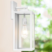 Yolsunes Outdoor Wall Light Fixture Large 16 White Exterior Wall Lantern Waterproof Farmhouse Porch Sconce Lighting With Gla