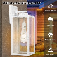 Yolsunes Outdoor Wall Light Fixture Large 16 White Exterior Wall Lantern Waterproof Farmhouse Porch Sconce Lighting With Gla