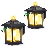 2 Pack Solar Wall Lights Outdoor With 3 Modes, Dusk To Dawn Motion Sensor Led Sconce Lights Ip65 Waterproof, Exterior Front Porch Security Lamps Wall Mount Patio Fence Garage Decorative