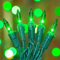 Mimigogo 50Count Green Christmas Tree Lights With Green Wire 13Ft Incandescent Bulb Waterproof Fairy Lights Plug In Mini String