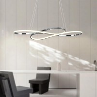 Modern Ceiling Pendant Lamps, Chrome Dimmable Led Pendant Lamp, Adjustable Ceiling Chandeliers, Pendant Lamps Creative Lighting Rings For Dining Table, Kitchen, Living Room