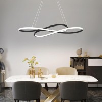 Modern Ceiling Pendant Lamps, Black Dimmable Led Pendant Lamp, Adjustable Ceiling Chandeliers, Pendant Lighting Creative Rings For Dining Table, Kitchen, Living Room