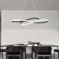 Modern Ceiling Pendant Lamps, Black Dimmable Led Pendant Lamp, Adjustable Ceiling Chandeliers, Pendant Lighting Creative Rings For Dining Table, Kitchen, Living Room