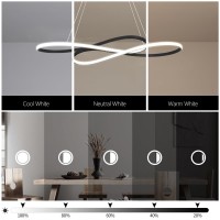 Modern Ceiling Pendant Lamps, Black Dimmable Led Pendant Lamp, Adjustable Ceiling Chandeliers, Pendant Lighting Creative Rings For Dining Table, Kitchen, Living Room