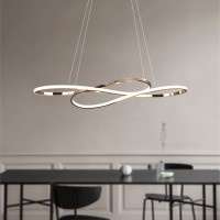 Modern Ceiling Pendant Lamps, Chrome Dimmable Led Pendant Lamp, Adjustable Ceiling Chandeliers, Pendant Lamps Creative Lighting Rings For Dining Table, Kitchen, Living Room