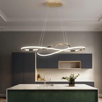 Modern Ceiling Pendant Lamps, Chrome Dimmable Led Pendant Lamp, Adjustable Ceiling Chandeliers, Pendant Lamps Creative Lighting Rings For Dining Table, Kitchen, Living Room