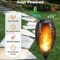 Khsp5D Solar Lights Outdoor Torch Lights With Flickering Flame, Solar Flame Lights Outside Garden Decor, Yard Lights Solar Powered Waterproof Landscape Pathway Lawn Torches Lights