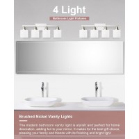 Sailstar Brushed Nickel Bathroom Vanity Light Fixtures Modern 4Light Wall Mounted E26 Standard Sockets Easy Installation