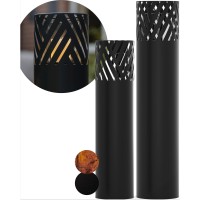 Bentson Lantern Column Anthracite Design I Set Of 2 I Decorative Column For Garden In Industrial Design I Garden Lantern For Outdoor And Indoor I Lantern Including Candles I Stripes I 95 Cm + 75 Cm