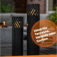 Bentson Lantern Column Anthracite Design I Set Of 2 I Decorative Column For Garden In Industrial Design I Garden Lantern For Outdoor And Indoor I Lantern Including Candles I Stripes I 95 Cm + 75 Cm