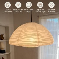 Nogy Large Paper Lantern Pendant Light - Ambient Lighting With Rice Paper Lamp Shade, Perfect For Home Decor, Easy Installation (Plugin, 19Inch)