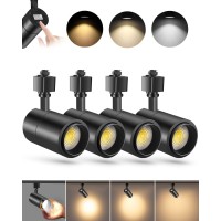 Vanoopee 3-Color Zoomable 30W Led Track Lighting Heads H Type Track Light Heads Dimmable Bright Ceiling Spotlight Fixtures For Shop, 3000K 4000K 5000K Adjustable, Cri90+ 15-60 3000Lm Black 4 Pack