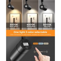 Vanoopee 3-Color Zoomable 30W Led Track Lighting Heads H Type Track Light Heads Dimmable Bright Ceiling Spotlight Fixtures For Shop, 3000K 4000K 5000K Adjustable, Cri90+ 15-60 3000Lm Black 4 Pack