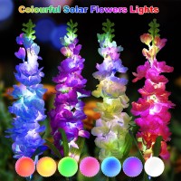 Solar Garden Lights Solar Delphinium Flowers Lights 4 Pack 80 Leds Waterproof Solar Outdoor Lights Two Lighting Modes For Outs