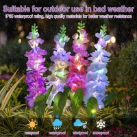 Solar Garden Lights Solar Delphinium Flowers Lights 4 Pack 80 Leds Waterproof Solar Outdoor Lights Two Lighting Modes For Outs