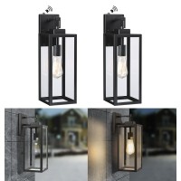 Large Size Wall Lights Outdoor Dusk To Dawn, 18 Inch Outdoor Wall Lantern, 2 Pack Wall Mount Light, Exterior Wall Sconce Light Fixture For Porch Patio, Sensor Outdoor Lighting With E26 Socket