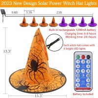 Xingpold Halloween Decorations Outdoor Solar Witch Hat String Lights 8 Pcs Hanging Glowing Witch Hats Lights 33 Ft 8 Modes Wat