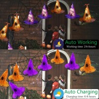 Xingpold Halloween Decorations Outdoor Solar Witch Hat String Lights 8 Pcs Hanging Glowing Witch Hats Lights 33 Ft 8 Modes Wat