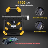 Samyoung 2 Pack Magnetic 6000 Lumen Work Light, 10 Hours Long Lasting 360Rotating 7000K Warm Rechargeable Work Light, Folding Waterproof Led Work Light For Job Site Car Inspection Camping Emergency