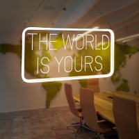 Welltodo The World Is Yours Neon Signs For Wall Decor 3D Carving Design Neon Sign For Bedroom Warm White Led Neon Signs For Roo