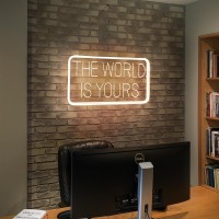 Welltodo The World Is Yours Neon Signs For Wall Decor 3D Carving Design Neon Sign For Bedroom Warm White Led Neon Signs For Roo