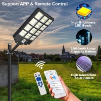 Waitscher Solar Street Light 5000W Waterproof Flood Light With App Outdoor Motion Sensor Light Dusktodawn 560000Lm