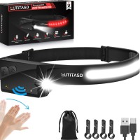 Lutitasd Led Headlamp Rechargeable, Red Flashlight Headlamp, 1200 Lumen Super Light Bright 230?Headlight With White,Ipx4 Waterproof Motion Sensor Head Lamp, Outdoor Camping Running Riding Fishing