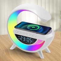 Deconology 5 In 1 Multi-Functional Atmosphere Night Lights With Music Speaker Wireless Charging Alarm Clock An Ideal Gift Choice For Bedroom Home (5 In 1 Speaker Light)