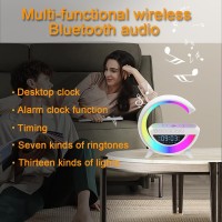 Deconology 5 In 1 Multi-Functional Atmosphere Night Lights With Music Speaker Wireless Charging Alarm Clock An Ideal Gift Choice For Bedroom Home (5 In 1 Speaker Light)