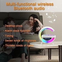 Deconology 5 In 1 Multi-Functional Atmosphere Night Lights With Music Speaker Wireless Charging Alarm Clock An Ideal Gift Choice For Bedroom Home (5 In 1 Speaker Light)