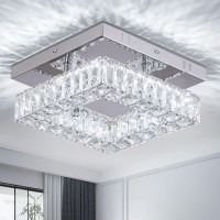 Ypqxyhda Mini Modern Crystal Chandeliers Square Flush Mount Ceiling Light Led Chandelier For Hallway Kitchen Foyer Dining Room D