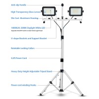 Ufond 10000 Lumen Led Work Light With Stand Dual Head Work Light Waterproof Lamp With Individual Switch Adjustable Metal Tele