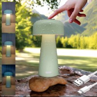 Yoniku Green Mushroom Table Lamp Usbc Rechargable Battery Bedside Touch Lamp Childrens Bedside Lamp Cute Bedside Lamp For Kids