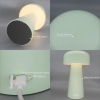 Yoniku Green Mushroom Table Lamp Usbc Rechargable Battery Bedside Touch Lamp Childrens Bedside Lamp Cute Bedside Lamp For Kids