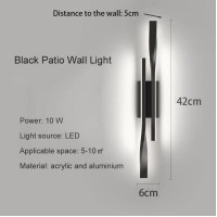 Ligkin Led Indoor Wall Light 10 W Modern Wall Lamp 3000 K Warm White Black Long Wall Light Bedroom Indoor Light For Living Room Stairs Hallway 42 Cm