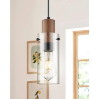 Emak Mini Black Pendant Lights 1Light Cylinder Pendant Light Fixtures With Clear Glass Shade Modern Farmhouse Hanging Lights