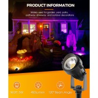 Lohas Halloween Spotlight Outdoor Orange Led Spot Lights For Yard Auto Onoff 5W 120V Landscape Lighting For House Holiday T