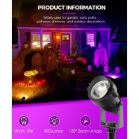 Lohas Halloween Spotlight Outdoor Purple Led Spot Lights For Yard Auto Onoff 5W 120V Landscape Lighting For House Holiday T