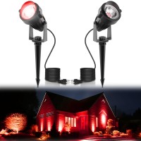 Lohas Red Spotlight Outdoor Red Led Spot Lights For Yard Auto Onoff 5W 120V Landscape Lighting For House Holiday Trees Dec