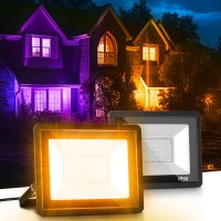 Lohas Orange Led Flood Light Outdoor, ???????? ????/?????? 50W Plug In Flood Lights, Ip66 Waterproof Halloween Decorations, 2200Lm Halloween Lights For Yard, Garage, Party, Ul Listed, 2 Pack