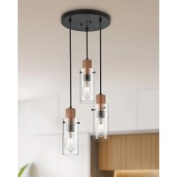 Emak 3Light Pendant Lights Kitchen Island Farmhouse Black Pendant Light Fixtures Modern Hanging Lights With Clear Glass Shade