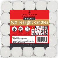 Zan Village Homeware Zvh Candlestealights 8 Hour Burn Time 23G, 100 Pack Shrink Wrapped Long Burning X2 Packs