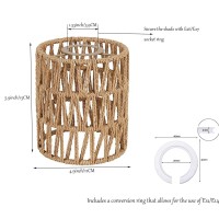 Rattan Lamp Shade Small Boho Shades Replacement 59 Height Pendant Sconce Shade Ceiling Fan Light Covers Cylinder Woven Lampsh