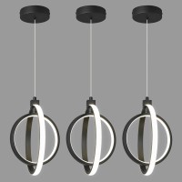 Bnhhlz Modern Led Chandelier Black Ring Pendant Light Fixtures 4000K Dimmable Height Adjustable Pendant Lighting For Dining Room