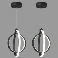 Bnhhlz Modern Led Chandelier Black Ring Pendant Light Fixtures 4000K Dimmable Height Adjustable Pendant Lighting For Dining Room