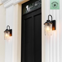 Globe Electric 60000027 1Light Outdoor Wall Sconce Matte Black Ribbed Glass Shade E26 Bulb Outdoor Lighting Modern Front P