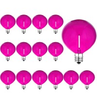 G50 Pink Globe Light Bulbs Replacement 1W Led Filament Bulb Shatterproof Waterproof Outdoor String Lights Pink Decorative Night Light E12/C7 Candelabra Base For Patio Garden Yard,15 Pack(Pink)