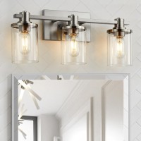 3 Light Bathroom Vanity Light Brushed Nickel Bathroom Light Fixtures With Clear Glass Shade Matte Black Finish Brushed Nickel