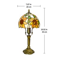 Tiffany Lamp Stained Glass 3 Way Table Lamp Yellow Sunflower Bedside Table Lamp Led E26 Bulb For Bedroom Living Room Included 3