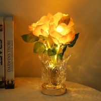 Wsyear Rose Table Lamp Gifts For Mom Wife Daughter Led Artificial Flower Table Lamp Crystal Night Light For Bedroom Living Room Office Study Best Anniversary Birthday Unique Lamp Gift